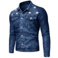 thumbnail image 1 of Chaqueta de manga larga de color sólido con botones casuales para hombres de moda Abrigo de blusa de mezclilla Pompotops oipoqjl13257, 1 of 4