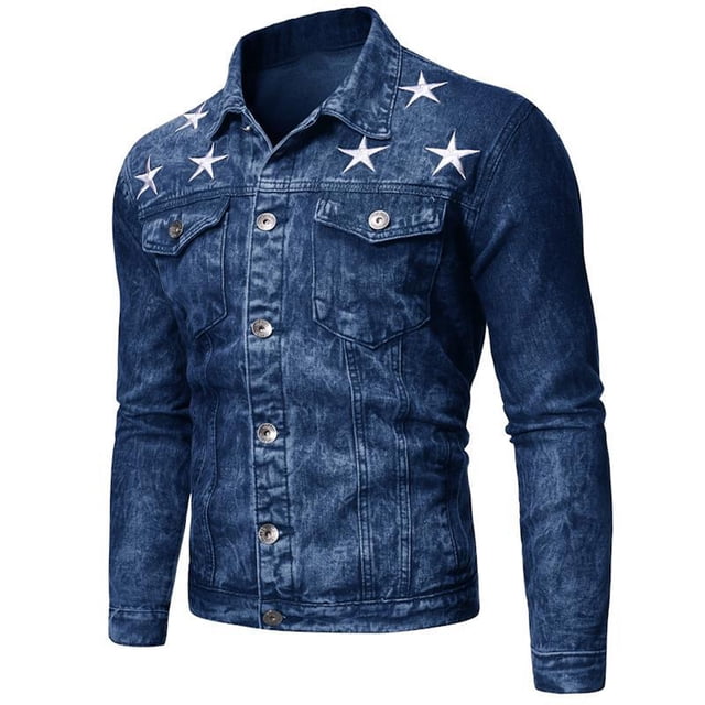 Chaqueta de manga larga de color sólido con botones casuales para hombres de moda Abrigo de blusa de mezclilla Pompotops oipoqjl13257