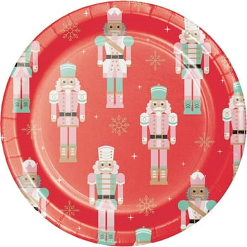Multicolor Nutcracker Round Disposable Paper Plates, 9 in, 20 Count, by Holiday Time