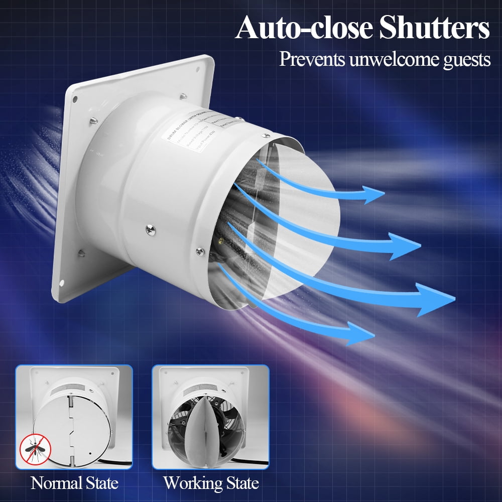 WiseWater 6'' Duct 353CFM 35W Wall Mounted Ventilator Fan 50dB, 2500 RPM - White