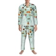 thumbnail image 3 of Honeii World Travel Map Pattern Mens Pajamas Set,2pcs Men's Lounge Long Sleeve Sleep Shirt and Pajama Bottoms Sleepwear Set,Mens Pjs Sets-Medium, 3 of 7