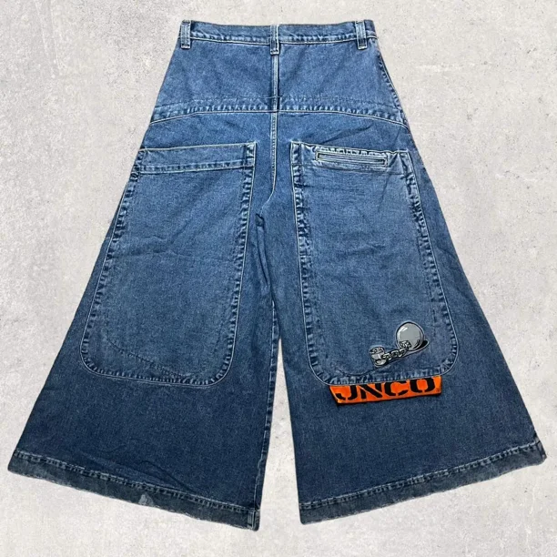 Retro High Waisted JNCO Wide Leg Trousers Y2K Mens Big Pocket