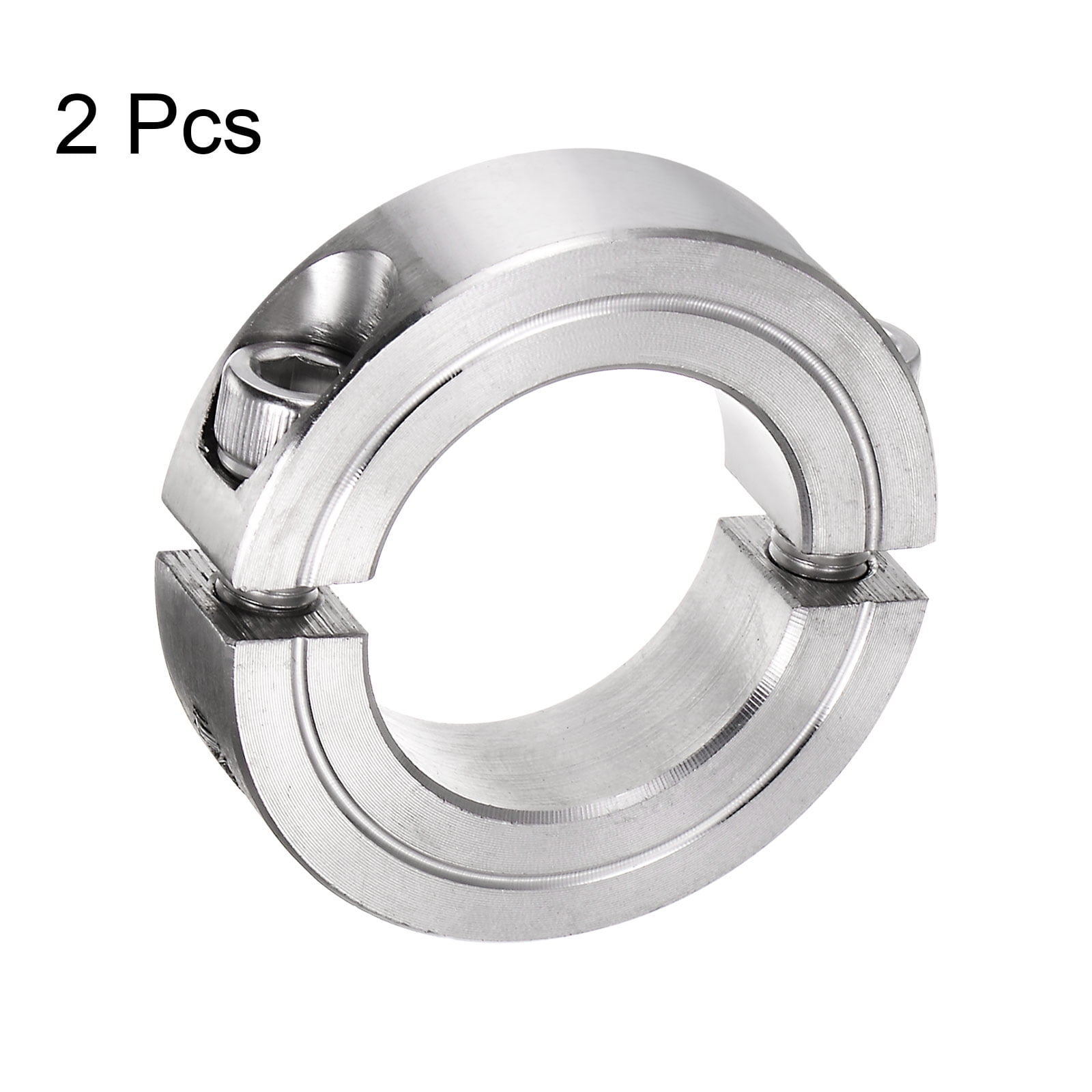 2 Packs Double Split Clamp-On Shaft Collar 1-1/8 ID Two-Piece Clamping Collar 1-7/8 OD, 1/2 Width Stainless Steel