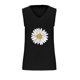 thumbnail image 2 of Tops de Lino para las Mujeres Pequeña Impresión Cuello Redondo Botón Arriba Manga Corta, Tops Cortos para las Mujeres, 2 of 4