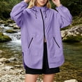 thumbnail image 5 of Yteetum Rain Jackets for Women Oversized Solid Lightweight Long Sleeve Sunproof Waterproof Windbreaker Zipper Hooded Jacket for Outdoor Travel Hiking Camp, 5 of 7