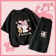 thumbnail image 4 of Kawaii Kuromi 2Pcs Kid's Short Sleeve Set Sanrios Anime Cinnamoroll Fashion Cute Girls Boy Student Cotton Casual T-Shirt Shorts, 4 of 5