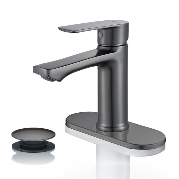 BELZ Grifo de Fregadero de Baño de Cascada de Metal, Grifo de Inodoro de una Sola Manija para Tocador de 1 O 3 Agujeros con Placa de Cubierta y Desague Emergente