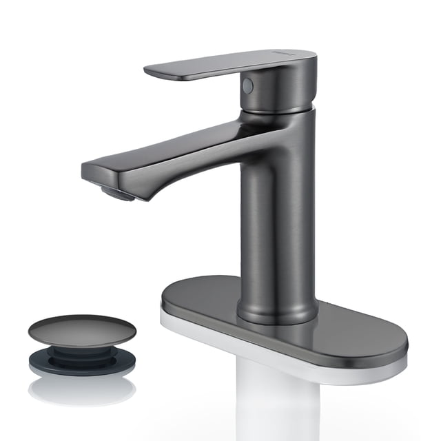 BELZ Grifo de Fregadero de Baño de Cascada de Metal, Grifo de Inodoro de una Sola Manija para Tocador de 1 O 3 Agujeros con Placa de Cubierta y Desague Emergente