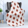 thumbnail image 4 of Basketball Soft Flannel Fleece Throw Blanket, Cartoon Classical Balls Competition Scoring Professional Tournament, Cozy Plush for Indoor and Outdoor Use, 50" x 70", Cinnamon Black White, by Ambesonne, 4 of 5