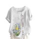 thumbnail image 3 of TaTaai Casual Printed Button Blouse, Women's Short Sleeve Linen Feel T-Shirt, Comfortable Top for All Seasons Gift, 3 of 4
