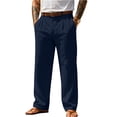 thumbnail image 2 of Mens Linen Pants Summer Beach Pants Casual Loose Fit Lightweight Vacation Clothing, 2 of 4