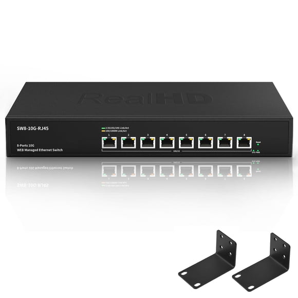 Conmutador de red Ethernet Real HD de 8 puertos 10Gb RJ45 10G-5G-2.5G-1G