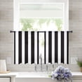 thumbnail image 3 of Black Striped Semi Sheer Curtains 45 Inch Length 2 Panels Set, Modern Farmhouse Black White Stripes Sheer Kitchen Curtain Privacy Voile Window Curtain for Living Room Bedroom Rod Pocket Drapes, 3 of 7