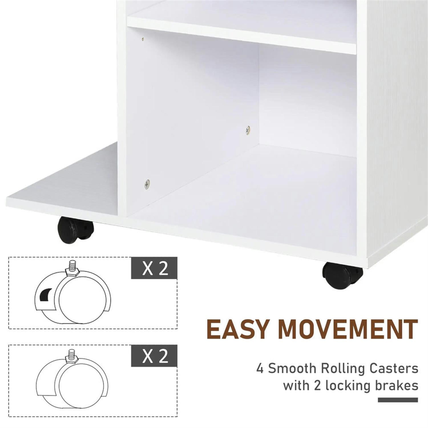 Demi Bonn Rolling Filing Cabinet with Castors, Adjustable Shelf, Drawer and CPU Stand, Modern File Cabinet for Home Office, Printer Stand, White