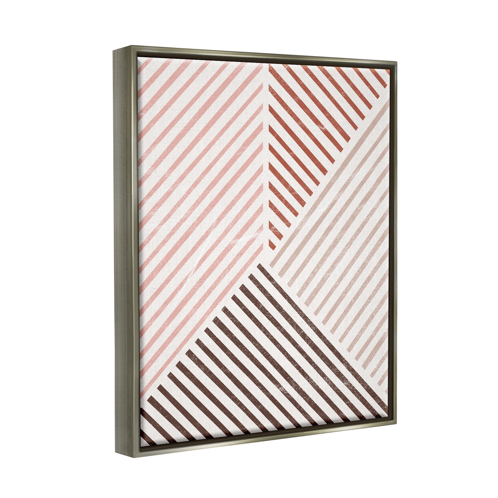 Stupell Neutral Tones Asymmetrical Stripes Abstract Painting Gray Floater Framed Art Print Wall Art