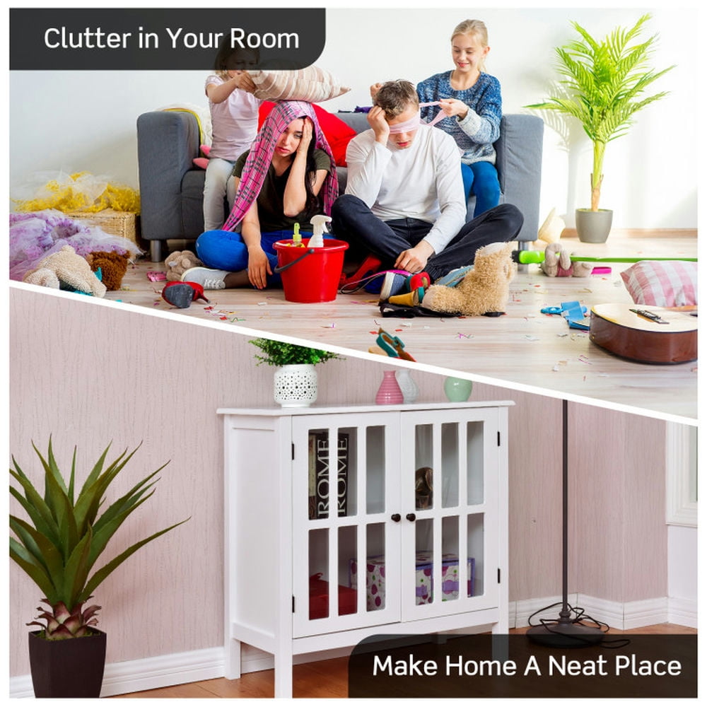 Finihen Kitchen Storage Cabinet, Buffet Sideboard, Glass Door Sideboard Console Storage Buffet Cabinet, for Dining Room, Kitchen, Living Room, White Finihen Kitchen Storage Cabinet, Buffet Sideboard, Glass Door Sideboard Console Storage Buffet Cabinet, for Dining Room, Kitchen, Living Room, White