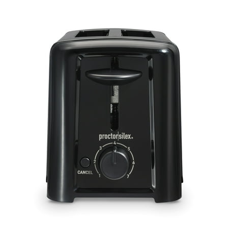 Proctor Silex Compact 2-Slice Toaster with Shade Selector, Toast Boost & Removable Crumb Tray, Black