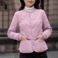 thumbnail image 2 of Miluxas Women's Fashion Loose Round Neck Long Sleeve Casual Quilted Solid Color Cotton Pdded Jacket Pink XXL(XXL), 2 of 9