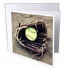 3dRose Baseball in Glove on Sand Photo - Greeting Card, 6 by 6-inch