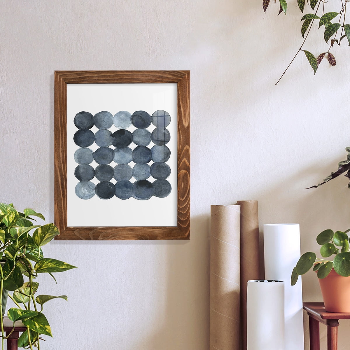 Blue Grey Density I -Framed Print w/glass-Walnut