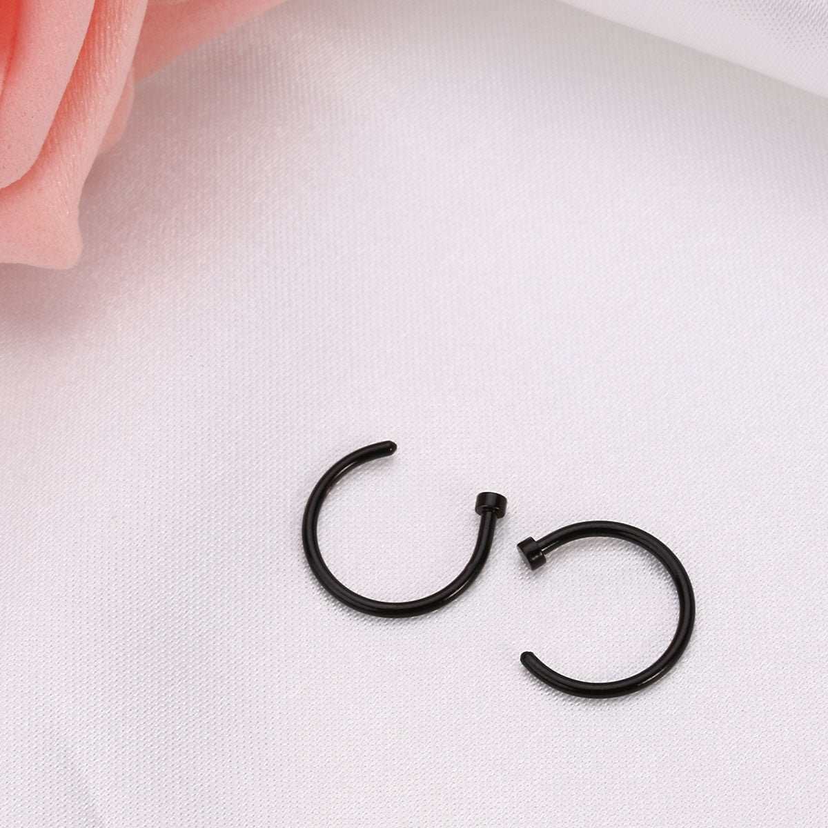 FRCOLOR Black Titanium Steel Open Nose Ring for Daily Wear Comfortable Cshaped Hoop 10mm