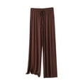 thumbnail image 2 of Chbgutlmr Pajamas Pants for Women Elastic Waist Wide Leg Drawstring Pleated Lounge Pants Casual Loose Comfy Homewear Pants, 2 of 5