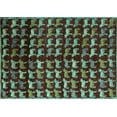 thumbnail image 1 of Ahgly Company Machine Washable Indoor Rectangle Abstract Turquoise Blue Modern Area Rugs, 8' x 12', 1 of 4