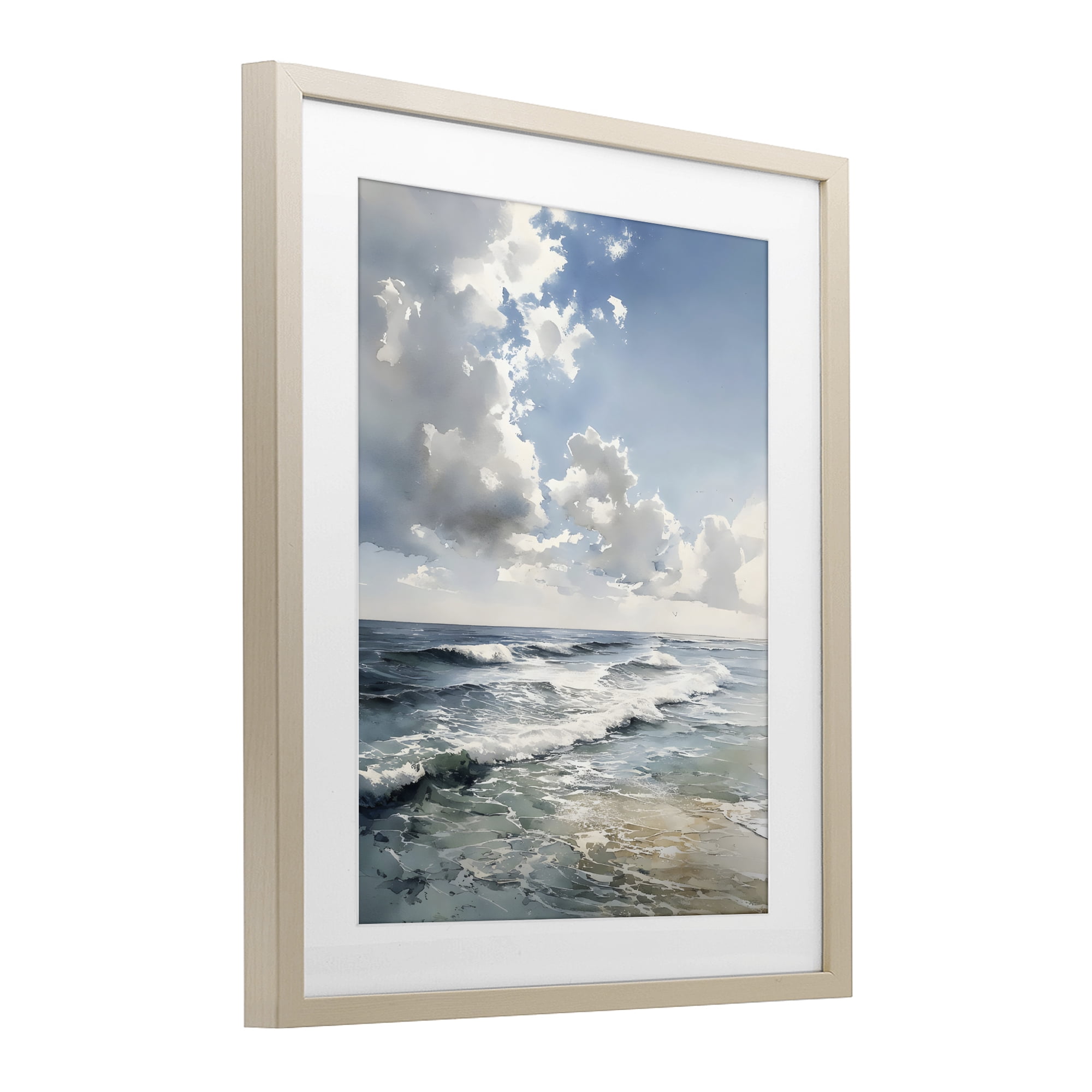 Stupell Industries Soft Waves & Clouds Birch Framed Print Under Glass, design by Franklyn Gregory