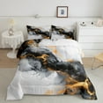 thumbnail image 2 of Erosebridal Black Orange Marble Bedding Queen Size Watercolor Artwork Comforter Set Queen, Abstract Foil Print Duvet Insert Aesthetic Marbling Quilt Set, Mountain Fluid Bedding Comforters & Sets, 2 of 6