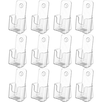 2-Pack Outdoor Brochure Holders - Holds 4"x9" Trifolds, Clear Acrylic With White Lid, Includes Adhesive Strips & Take One Sticker
