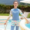thumbnail image 5 of Utlike Girls Swimwear Kids 3 Piece Swimsuit Long Sleeve Swim Shirt With Trunks Pants Rash Guard Set Upf 50+ Swimwear For Swimming Lessons Size 11 Years-12 Years, 5 of 7