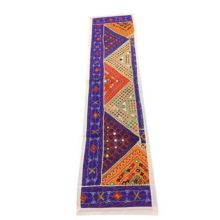Mogul Ethnic Indian Patchwork Table Runner Vintage Embroidered Wall Mogul Ethnic Indian Patchwork Table Runner Vintage Embroidered Wall Hanging Tapestry
