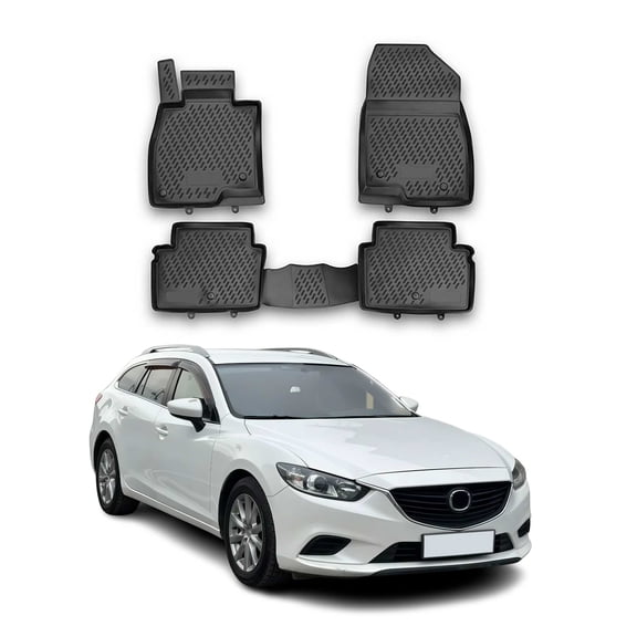 OMAC Floor Mats Liner for Mazda 6 2014-2021 Sedan Black TPE All-Weather 4 Pcs