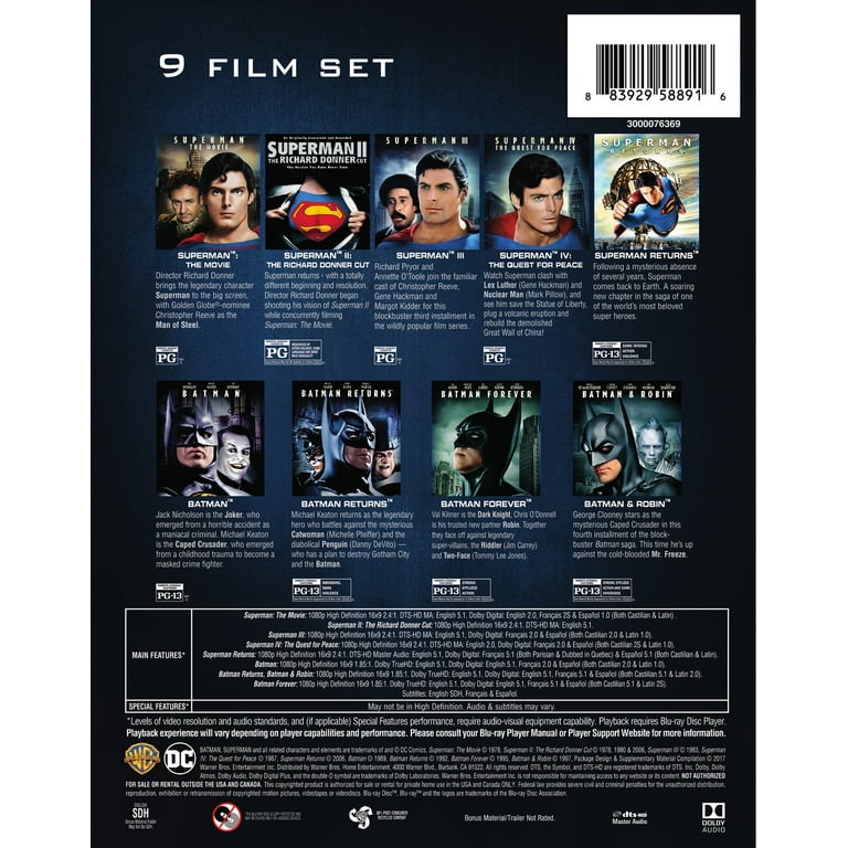 Batman & Superman 9-Film Set [Blu-ray] - Walmart.com