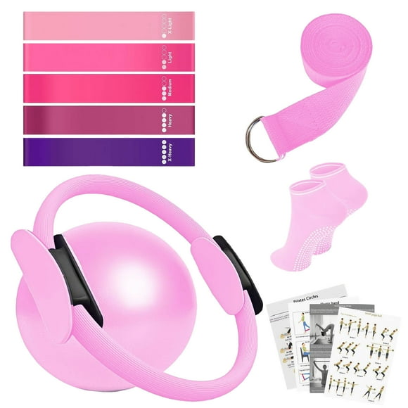 Kit esencial de pilates LLDYYDS - Equipo de fitness portátil - con aros de pilates tonificantes y bandas de resistencia, pelota de yoga