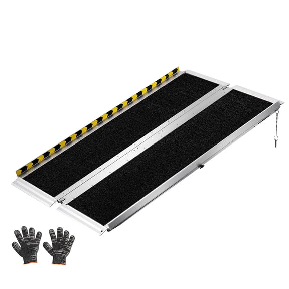KFFKFF Portable Folding Wheelchair Ramp, 4FT, Non-Slip Aluminum Handicap Ramp for Wheelchair, 800 lbs Capacity, Ideal for Home Steps, Stairs, Entryways, Thresholds, Doorways, Scooters, and Curbs