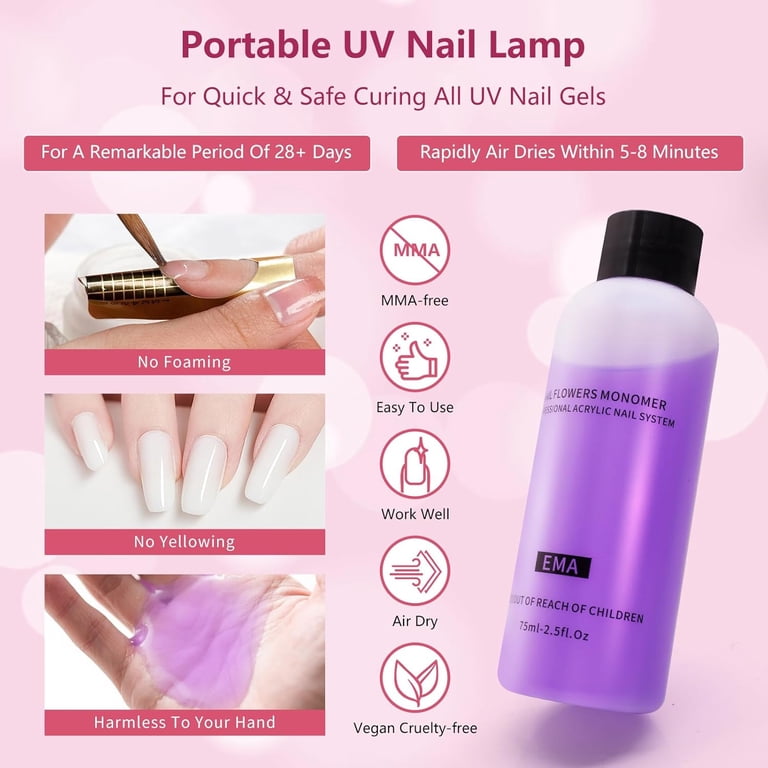 TT CUCKOO, Beginner Acrylic Nail Kit, Complete Set, Pink Gift Bag
