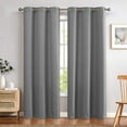 thumbnail image 2 of Curtainking Waffle Weave Textured Curtains 84 inch Farmhouse Light Filtering Drapes for Living Room Bedroom Grommet Window Curtain 2 Panels Grey, 2 of 7
