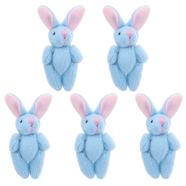 CIMAXIC Wedding 5pcs Mini Plush Rabbit Joint Rabbit Easter Small Bunny Doll Stuffed Animal Toys Party Favors For Easter Birthday Cake Wedding Decorations,2.17"X0.79"X0.79"