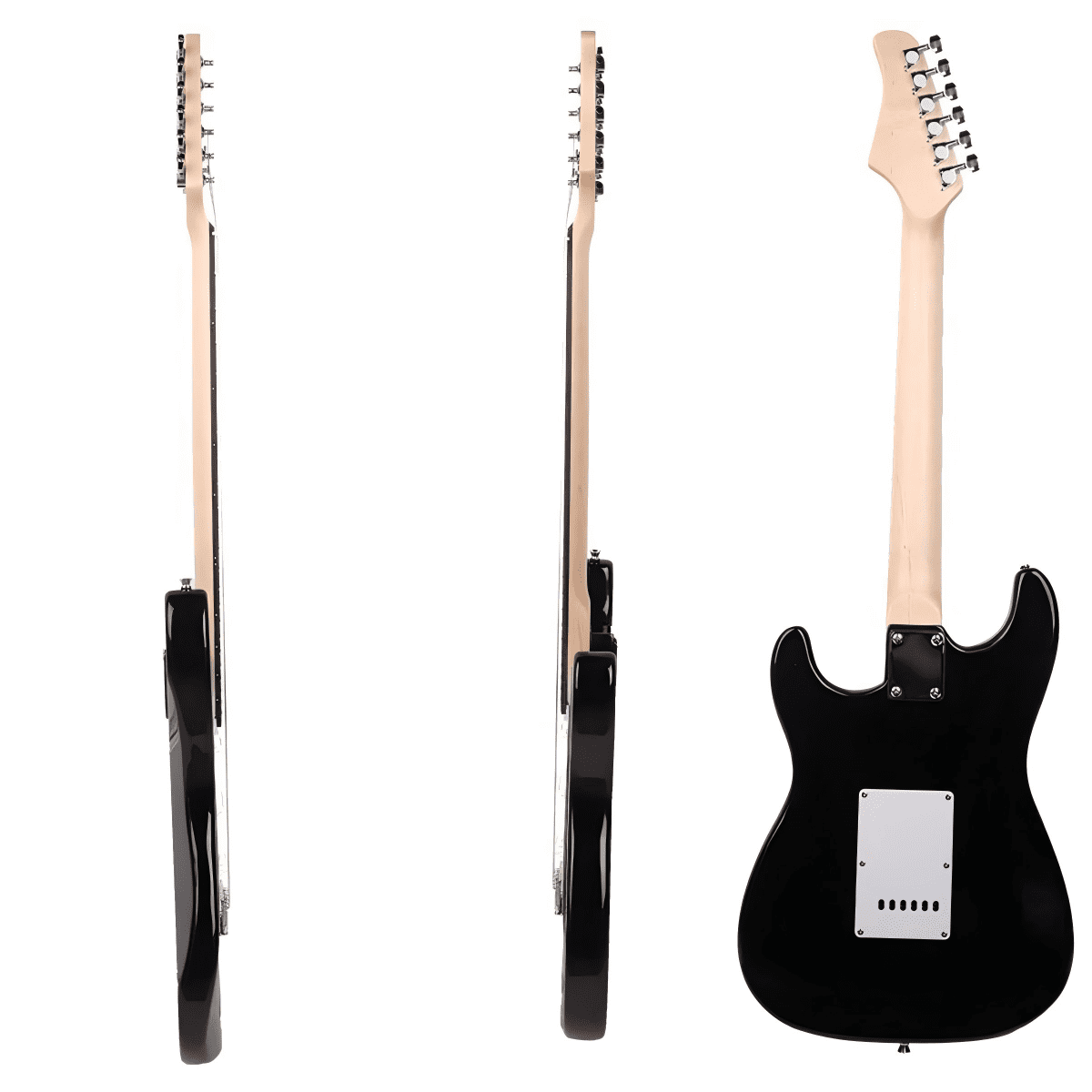 6-String Electric Guitar with 22 Frets, Rosewood Fingerboard, Basswood Body, Guitar Bag, Shoulder Strap, Tremolo Arm (Black)