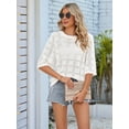 thumbnail image 5 of Women'S Casual Short Sleeve Loose Tunic Tops Light-Weight Crochet Knit Summer Sweaters Blouses White XL, 5 of 8