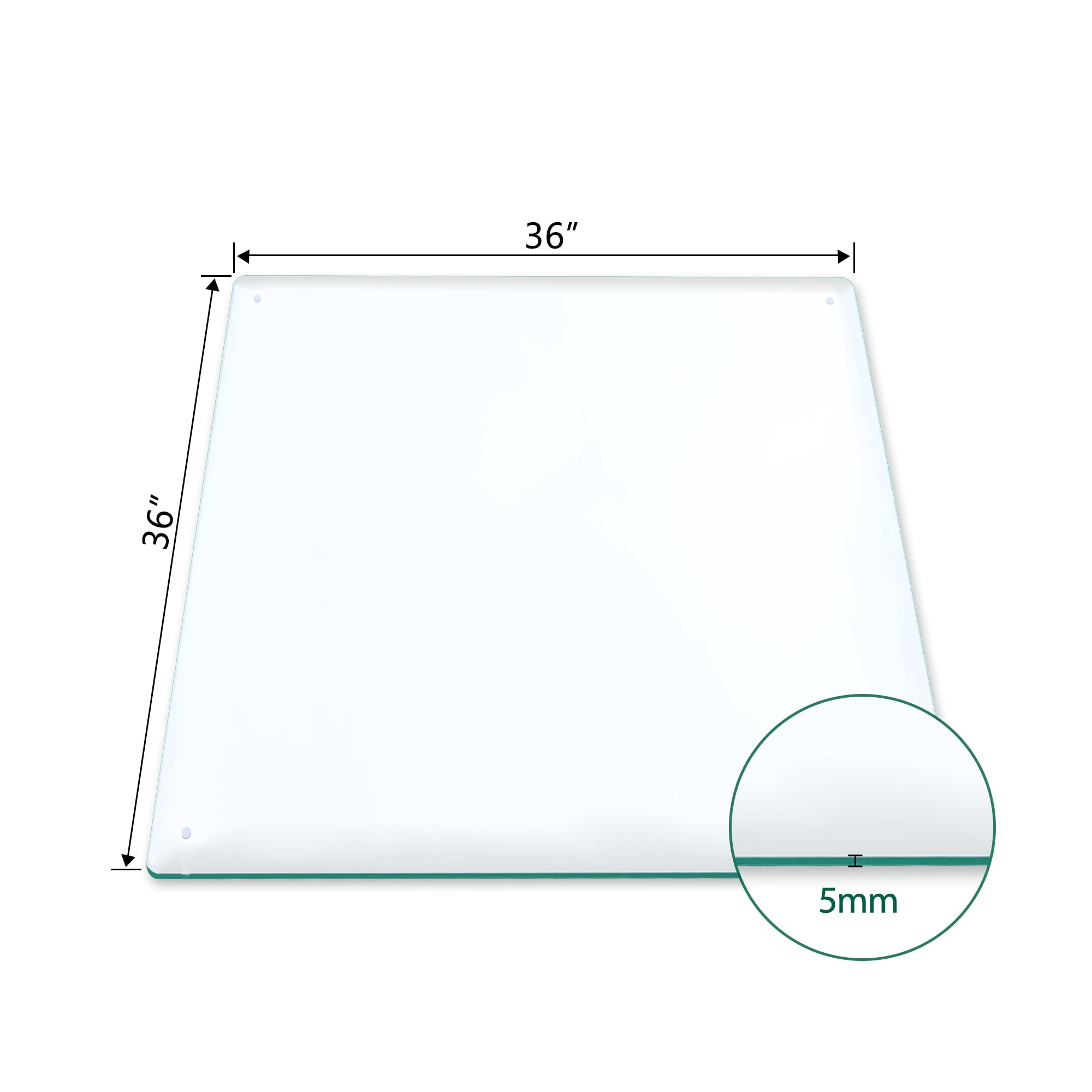 Square Glass Table Top Tempered Glass Table Top 36"x36",5mm,Transparent