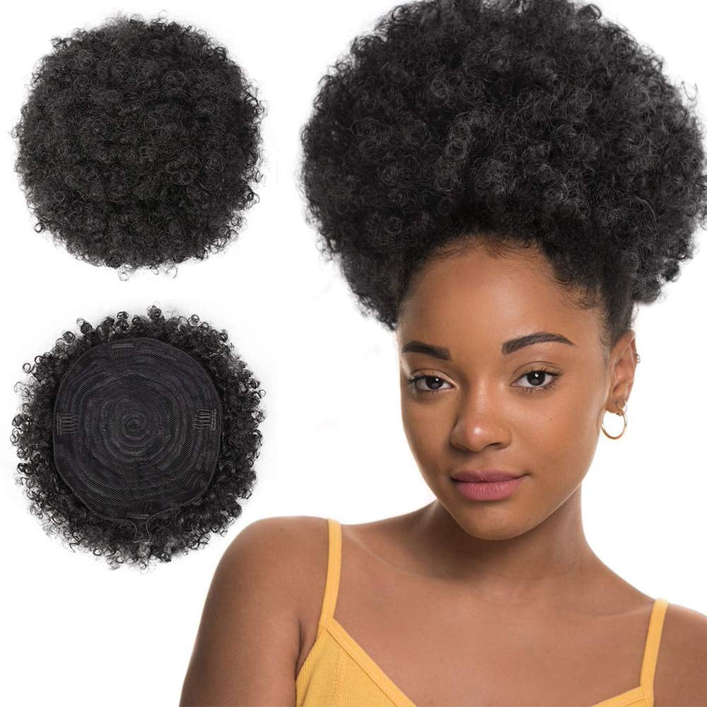 Afro Puff Kinky Curly Drawstring Ponytail Bun Synthetic Hair for African  American updo Hair Extension large size Black color with 2 Clips | Walmart  Canada