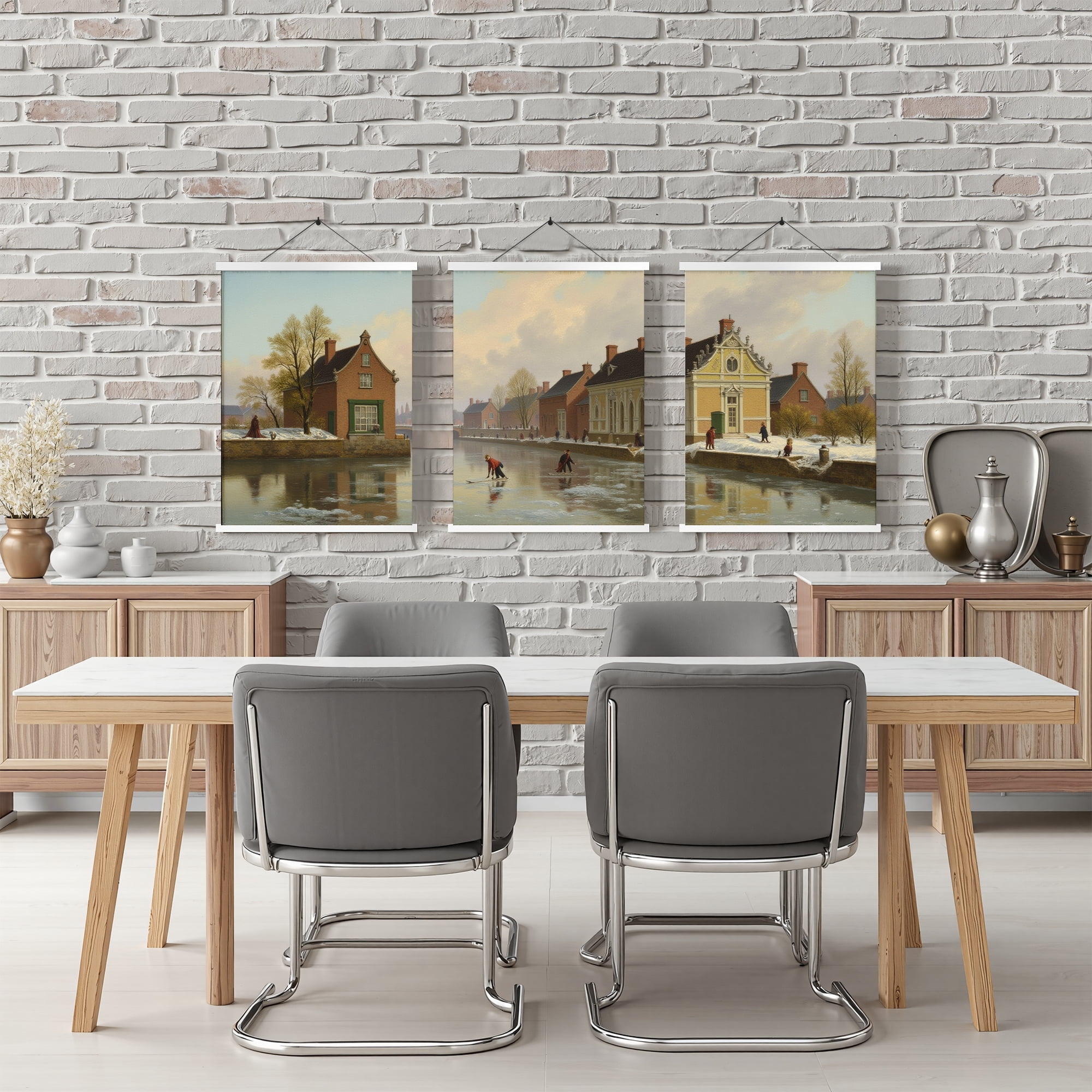 MAYEERTY Modern Abstract Wall Art Painting, Living Room Decor, White Hanging Rod Frame, 23.6"x15.8"