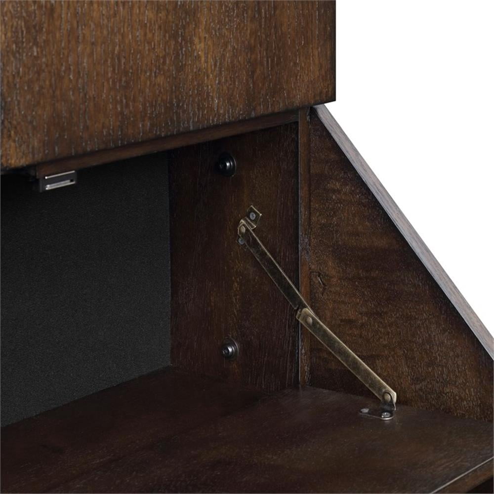 Pemberly Row Transitional Wood Dartboard Cabinet in Walnut Finish
