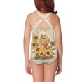 thumbnail image 4 of Yuyamidu Girls One Piece Swimsuits Capybara Sunflower Full Coverage Swimsuit Cross Back Summer Swimwear Quick Dry Bathing Suit Beach Wear, 4 of 6
