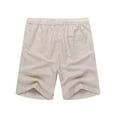thumbnail image 3 of Men's Linen Shorts Casual Elastic Waist Drawstring Summer Beach Shorts M, 3 of 6