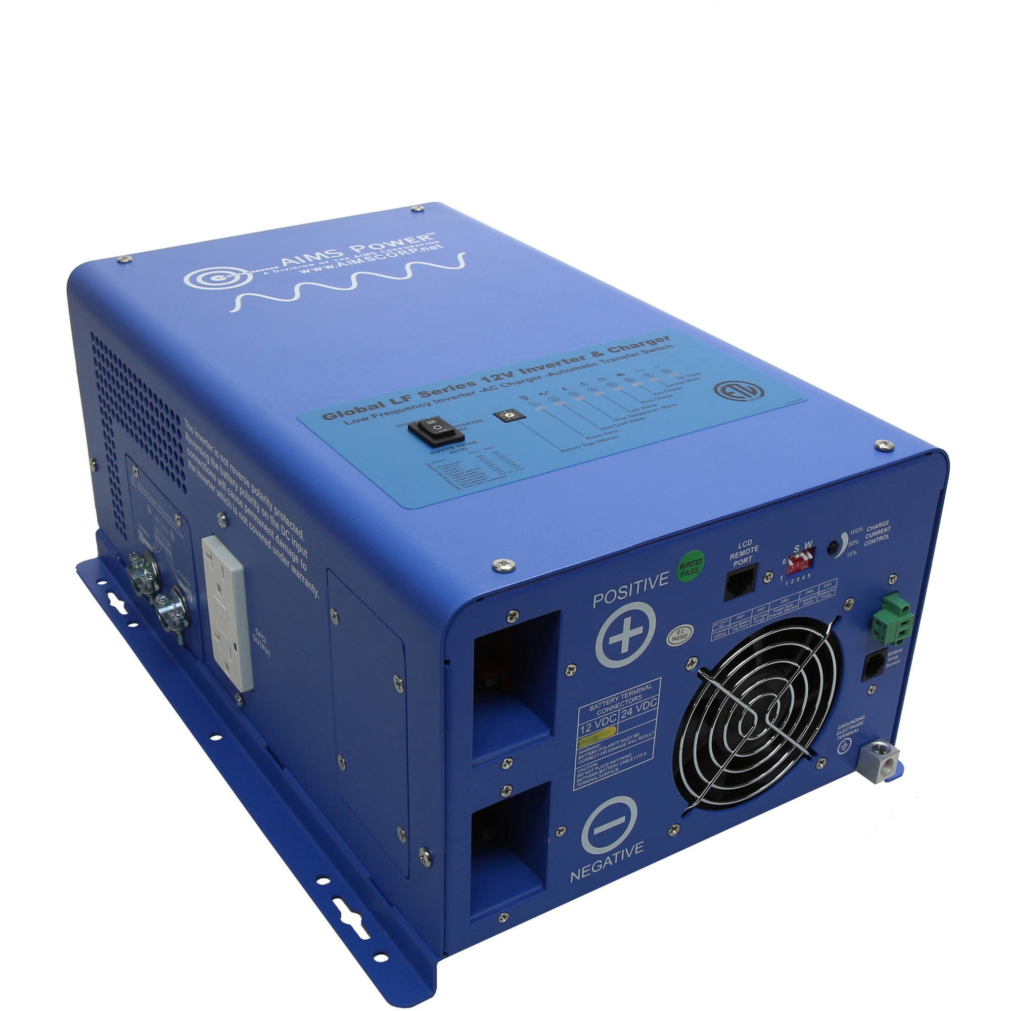 AIMS Power 2000W 12 Volt Pure Sine Inverter Charger Listed to UL458