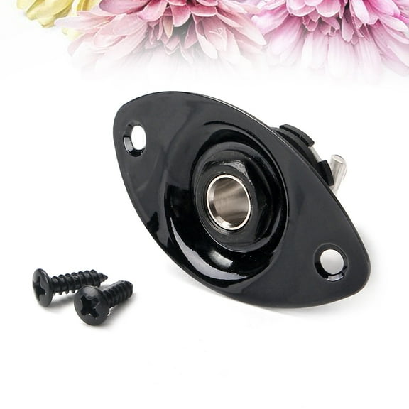 Electric Guitar Pickup Jack Plate Oval Metal Socket Plug Set with Football & Guitar Accessories Outlet Receptacle