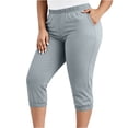 thumbnail image 3 of VBVC Women's Plus Elastic Waist Capri Jogger Pants , Lightweight Stretchy Sweatpants For Women,Ladies' Athletic Workout Trousers with Pockets,Gray,XL-5XL, 3 of 9